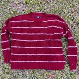 Women’s American Eagle Maroon Burgundy Striped Sweater with Chest Pocket
